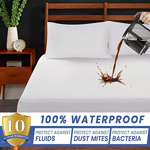 Queen Matressess Protector - 100% Waterproof, Washable, Noiseless & Breathable Mattress Pad, Deep Pocket, Vinyl Free Mattress Topper- Mattress Cover Queen Matressess Protector - 100% Waterproof, Washable, Noiseless & Breathable Mattress Pad, Deep Pocket, Vinyl Free Mattress Topper- Mattress Cover