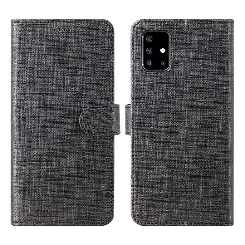 Cresee Samsung Galaxy A51 flip Case, Flip Folio Cover,Premium Leather Wallet Case with Kickstand and Flip Cover for Galaxy A51 (Black)