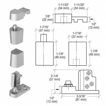 CRL 0P70RHA Aluminum Offset Right Hand 0P70 Series Pivot Set