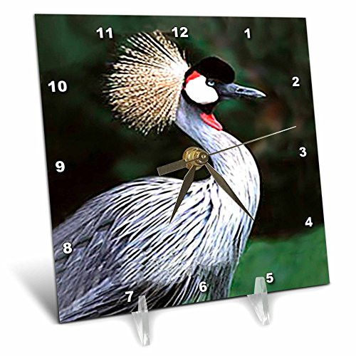 3dRose dc_647_1 Crowned Crane Desk Clock, 6 by 6-Inch