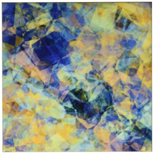 3dRose LLC Crumpled Paper in Blue and Gold Ceramic Tile Coaster, Set of 4
