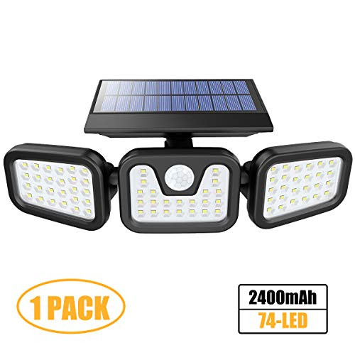 Solar Lights Outdoor with Motion Sensor, 3 Heads Security Lights Solar Powered, 74LED Flood Lights Motion Detected Spotlights 360° Rotatable IP65 Waterproof for Porch Garage Yard Entryways Patio-1PCS Solar Lights Outdoor with Motion Sensor, 3 Heads Security Lights Solar Powered, 74LED Flood Lights Motion Detected Spotlights 360° Rotatable IP65 Waterproof for Porch Garage Yard Entryways Patio-1PCS