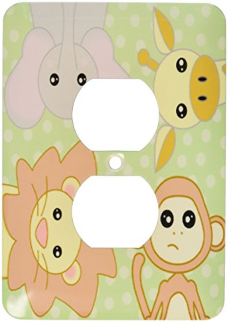 3dRose lsp_6084_6"Curious Baby Animals Lion Monkey Giraffe Elephant On Green Background 2 Plug Outlet Cover, Multicolor 3dRose lsp_6084_6"Curious Baby Animals Lion Monkey Giraffe Elephant On Green Background 2 Plug Outlet Cover, Multicolor