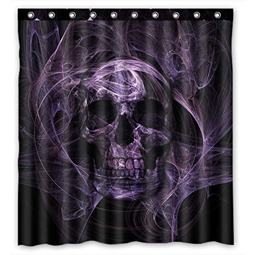 FMSHPON Print Fluorescence Purple and Black Skull Waterproof Polyester Fabric Shower Curtain 66 x 72 Inches FMSHPON Print Fluorescence Purple and Black Skull Waterproof Polyester Fabric Shower Curtain 66 x 72 Inches