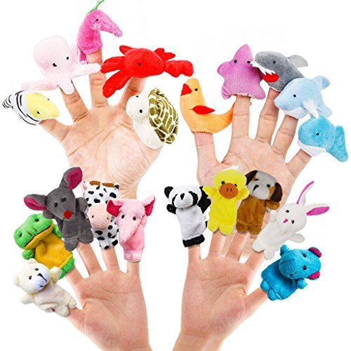 RIY 20pcs Story Toys Finger Puppets for Kids Toddlers Cartoon Animal Soft Velvet Dolls Props