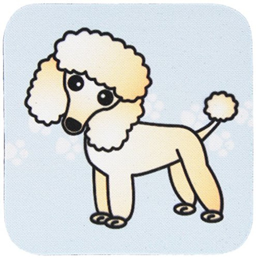 3dRose CST_13771_2 Cute Apricot Poodle Blue Paw Print Background Soft Coasters, Set of 8