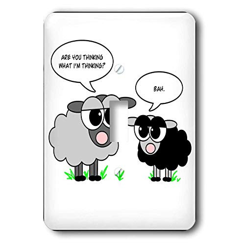 3dRose lsp_6148_1 Cute Black & Grey Sheep  Funny Design Single Toggle Switch, Multicolor
