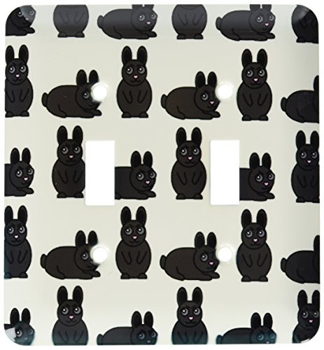 3dRose lsp_25326_2 Cute Black Little Rabbit Grumpy Bunny Print Double Toggle Switch