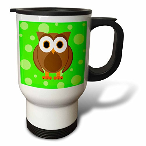3dRose Cute Blue Owl on Light Blue Background Travel Mug, 14-Ounce