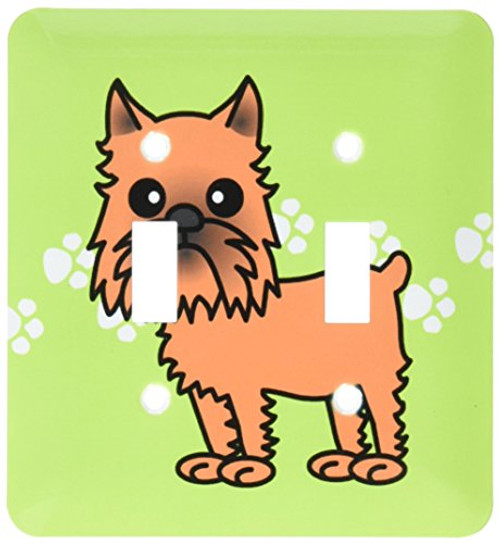 3dRose lsp_31201_2 Cute Brussels Griffon Cropped Ears Green with Pawprints Toggle Switch, Multi-Color