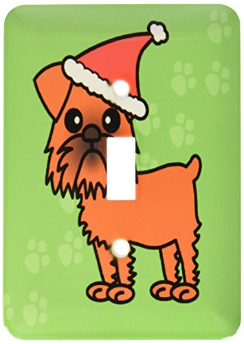 3dRose Lsp_12070_1 Cute Brussels Griffon Green with Santa Hat Single Toggle Switch