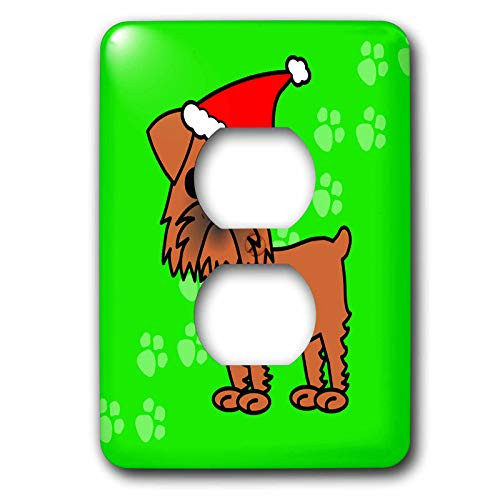 3dRose lsp_12070_6 Cute Brussels Griffon Green with Santa Hat 2 Plug Outlet Cover