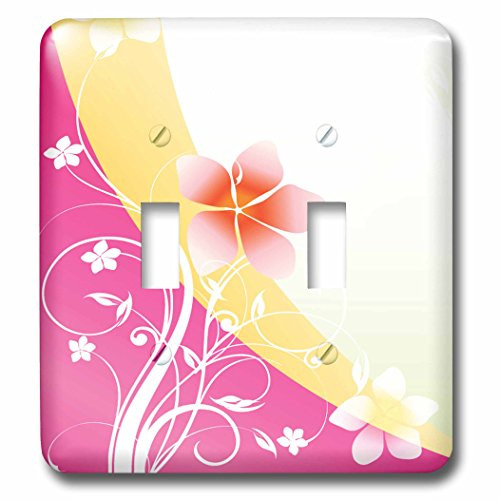 3dRose LLC lsp_101514_2 Cute Flower On A Pink and Yellow Background with Flourishes Double Toggle Switch