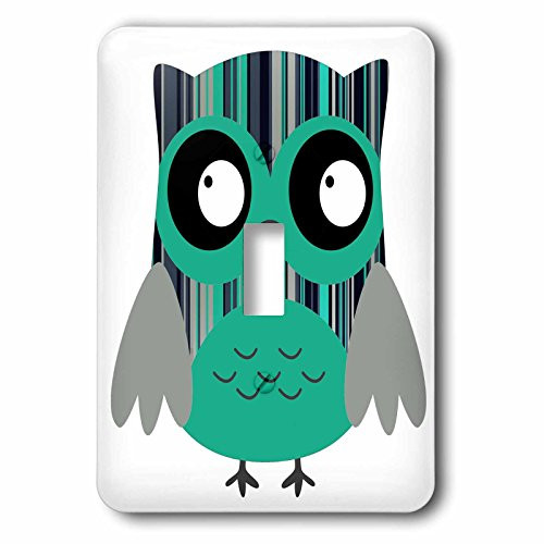 3dRose lsp_61002_1 Cute Green and Grey Striped Owl Single Toggle Switch