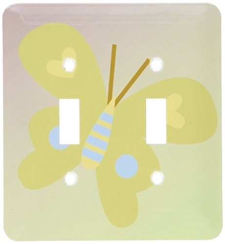 3dRose lsp_79259_2 Cute Green Whimsical Butterfly Double Toggle Switch