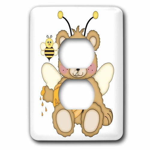3dRose lsp_210824_6"Cute Bear Honey Bee Illustration 2 Plug Outlet Cover