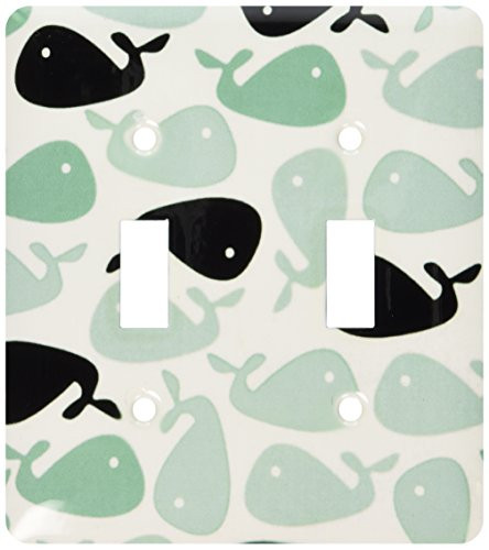 3dRose lsp_60627_2 Cute Little Baby Whales in Aqua N Green Double Toggle Switch