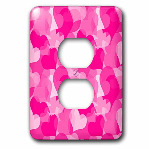 3dRose  lsp_77744_6 Cute Pink On Pink Hearts Pattern 2 Plug Outlet Cover