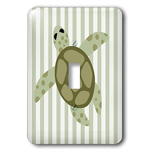 3dRose lsp_31279_1 Cute Sea Turtle Design Green Stripe Toggle Switch, Multi-Color