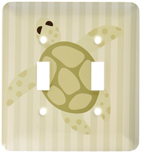 3dRose lsp_31279_2 Cute Sea Turtle Design Green Stripe Double Toggle Switch