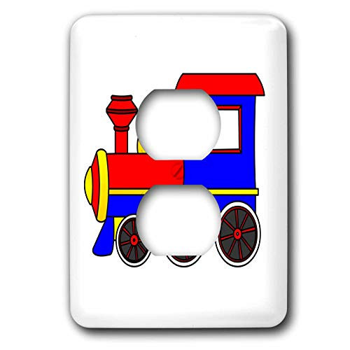 3dRose lsp_25419_6 Cute Train Red Blue Yellow Outlet Cover