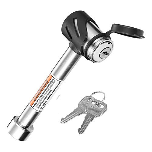 CZC AUTO Hitch Receiver Pin Lock Stainless 5/8 Inch Trailer Receiver Lock for Class III IV 2 2-1/2 Inch Receiver, Fits Hitch Bike Rack Tray Ball Tow Rope for Trailer Truck Car Boat (1PACK, Silver)