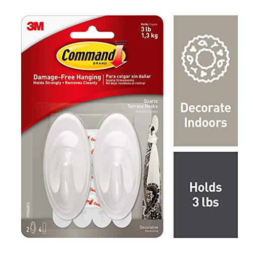 Command Terrace Hook, Medium, Quartz, 2-Hook, 4-Pack, Great for dorm decor Command Terrace Hook, Medium, Quartz, 2-Hook, 4-Pack, Great for dorm decor