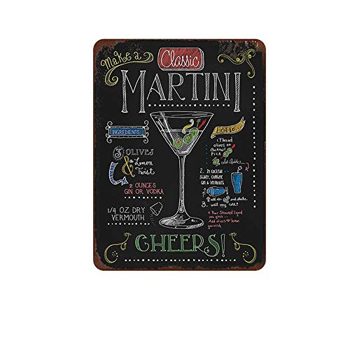 Kama Classic Martini Cocktail Metal Sign Plaque Metal Vintage Pub Tin Sign Wall Decor for Bar Pub Club Man Cave Retro Metal Posters Iron Painting