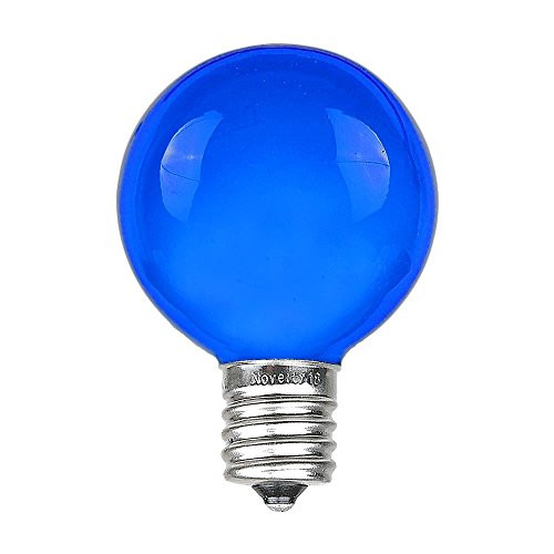 Novelty Lights 25 Pack G50 Outdoor Patio Globe Replacement Bulbs, Blue, E17/C9 Base, 7 Watt