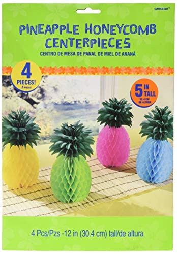 Amscan 290058 Pineapple Honeycomb Party Centerpieces, 11.5", 4 Ct.