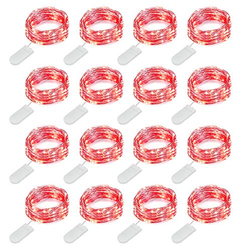 MUMUXI 16 Pack Fairy Lights Battery Operated (Included) 10ft 30 LED Mini String Lights Waterproof Copper Wire Firefly Starry Lights for DIY Wedding Party Mason Jars Christmas Decorations, Red MUMUXI 16 Pack Fairy Lights Battery Operated (Included) 10ft 30 LED Mini String Lights Waterproof Copper Wire Firefly Starry Lights for DIY Wedding Party Mason Jars Christmas Decorations, Red