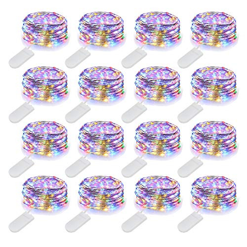 MUMUXI 16 Pack Fairy Lights Battery Operated (Included) 10ft 30 LED Mini String Lights Waterproof Silver Wire Firefly Starry Lights for DIY Wedding Party Mason Jars Christmas Decorations, Multicolor MUMUXI 16 Pack Fairy Lights Battery Operated (Included) 10ft 30 LED Mini String Lights Waterproof Silver Wire Firefly Starry Lights for DIY Wedding Party Mason Jars Christmas Decorations, Multicolor