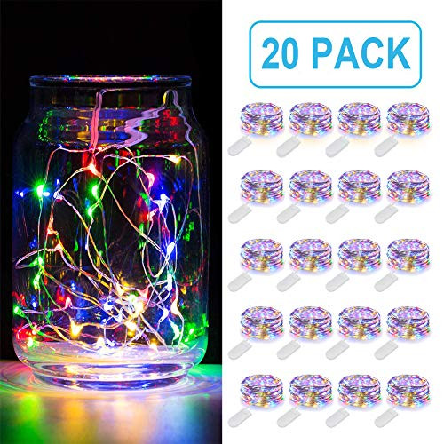 MUMUXI 20 Pack Fairy Lights Battery Operated, 3.3ft 20 LED Mini Waterproof Fairy String Lights Silver Wire Firefly Starry Lights for DIY Wedding Party Mason Jars Crafts Christmas Decoration,Multicolor MUMUXI 20 Pack Fairy Lights Battery Operated, 3.3ft 20 LED Mini Waterproof Fairy String Lights Silver Wire Firefly Starry Lights for DIY Wedding Party Mason Jars Crafts Christmas Decoration,Multicolor