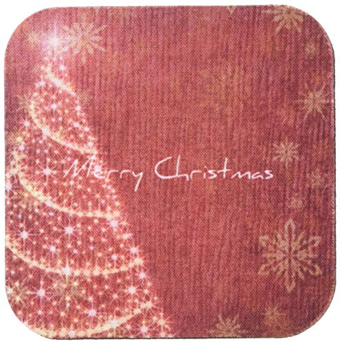3dRose LLC cst_28073_2 Deep Red Christmas Tree and Snowflakes Soft Coasters, Set of 8