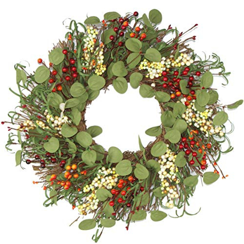 Delicaft 16 inch Artificial Summer Wreath Door Wreath Fall Wreath Berry Wreath Home Decorations (Orange) Delicaft 16 inch Artificial Summer Wreath Door Wreath Fall Wreath Berry Wreath Home Decorations (Orange)