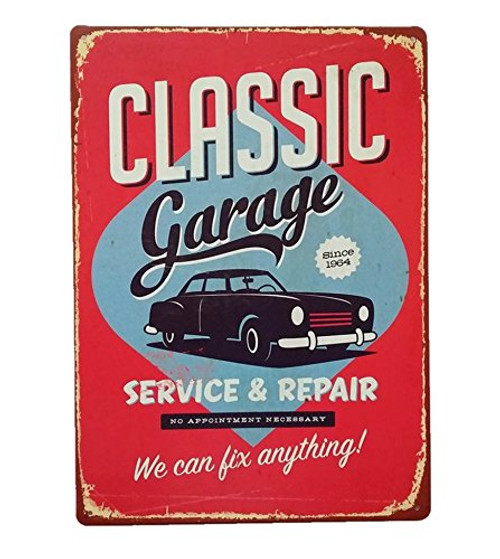UNiQ Designs Vintage Tin Signs Classic Garage Man Cave Garage Decor Retro Garage Poster Bar Wall Sign-The Perfect Metal Vintage Pub Sign Pin Up Garage Sign or Garage Decor Tin Sign for Men 12 x 8