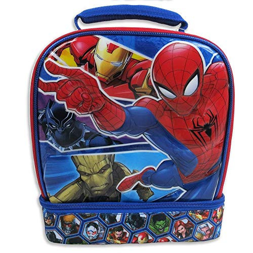 Marvel Avengers Insulated Lunch Box Featuring Spiderman, Iron Man, Black Panther and More (Avengers School Supplies)