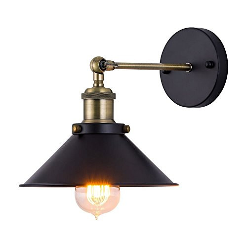 jiguoor Industrial Wall Sconces,Mini Adjustable Vintage Edison Simplicity Wall Lamp Loft Style with Black Metal Shade for Cafe and Bedroom Club