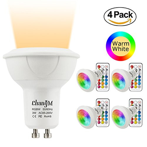 GU10 Color Changing LED Bulbs 3W Spotlight RGB Lights Bulb Dimmable by 21 Keys Remote Control RGB + Warm White 2700K 20W Halogen Bulbs Equivalent Mood Lighting for Home Decoration (4 Pack) GU10 Color Changing LED Bulbs 3W Spotlight RGB Lights Bulb Dimmable by 21 Keys Remote Control RGB + Warm White 2700K 20W Halogen Bulbs Equivalent Mood Lighting for Home Decoration (4 Pack)