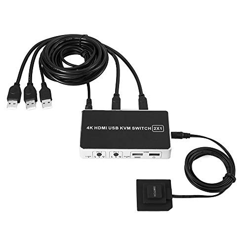 HDMI KVM Switch 4K 30Hz with 2 Port USB Support Keyboard Mouse Switching for Linux, Windows, Mac, PS4