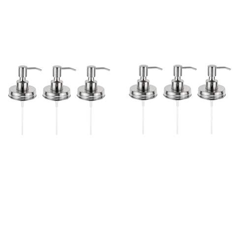 TOPBATHY 6pcs Lids Dispenser Pump Mason Jar Soap Lotion Dispenser Pumps (Silver)