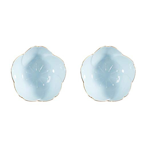 UPKOCH 2pcs Ceramic Dip Bowls Sauce Dishes Seasoning Dishes Serving Dishes Seasoning Bowl Sushi Soy Dishes for Snack Sushi Fruit Appetizer Dessert (Blue)