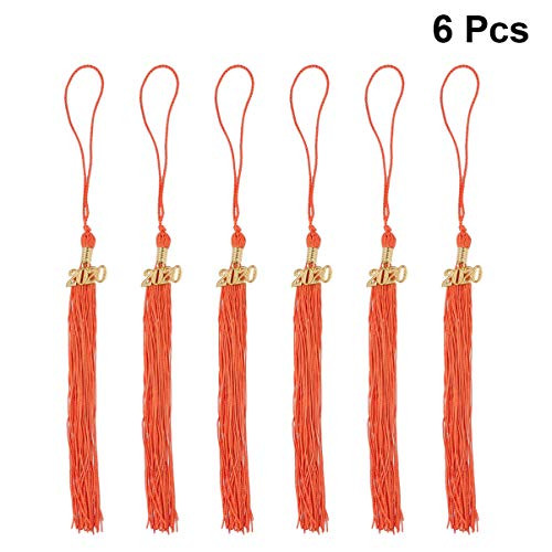 Amosfun 6Pcs 2020 Graduation Tassel Academic Graduation Cap Tassel 2020 Year Charm Ceremonies Accessories for Graduates Honor Decorative (Orange)