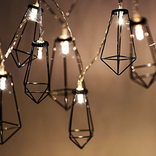 Lewondr String Lights Geometric Black Diamond LED Metal Fairy Lights 3m/9.8ft 20 LED USB & Battery Powered Twinkle Lights for Bedroom Wedding Christmas Home Decoration - Warm White Lewondr String Lights Geometric Black Diamond LED Metal Fairy Lights 3m/9.8ft 20 LED USB & Battery Powered Twinkle Lights for Bedroom Wedding Christmas Home Decoration - Warm White