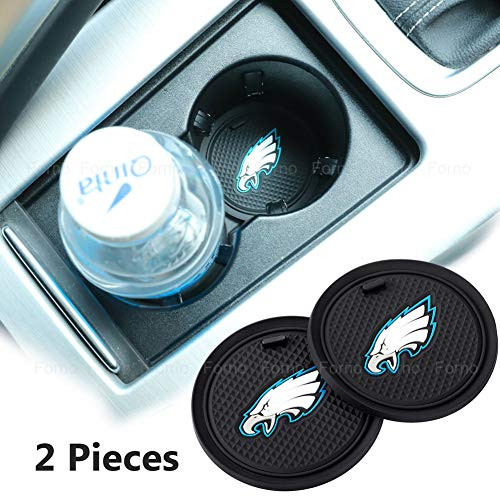 2 Pack 2.75 inch for Philadelphia Eagles Car Interior Accessories Anti Slip Cup Mat for All Vehicles (Philadelphia Eagles)