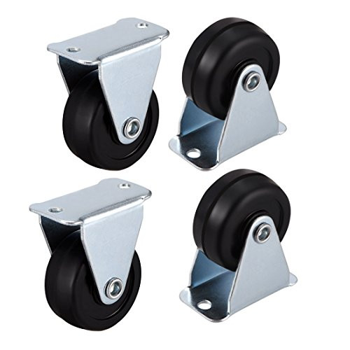 uxcell 1.25 Inch Fixed Casters Wheels Rubber Top Plate Mounted Caster Wheel, 66lb Total Capacity, 4 Pcs