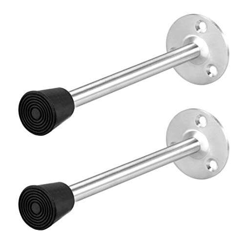 uxcell Door Stopper Stop Bumper Wall Protector Sound Dampening Wall Mount w Rubber Tip 155mm Long 2pcs