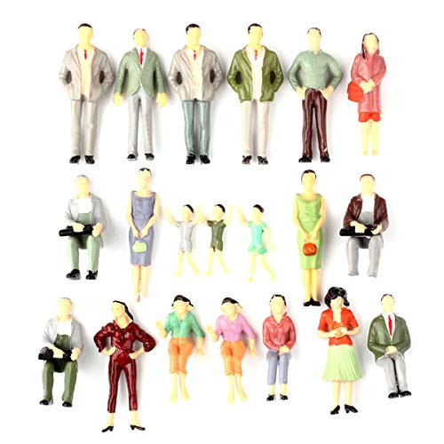 Iceyon 20pcs G Scale Model People Painted Passenger Figures Train Architectural Diorama Miniature Scenery Layout (Mixed Poses 1:25)