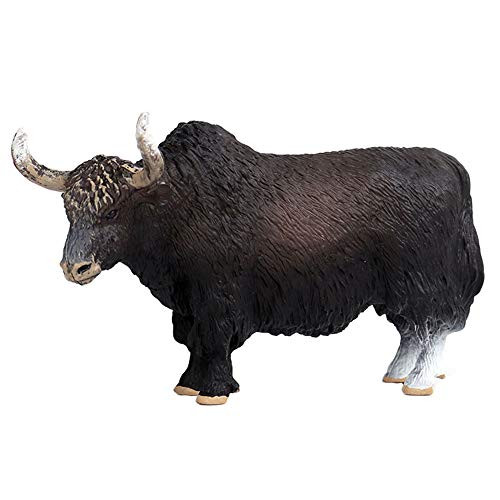 Flormoon Black Yak Figure Realistic Animal Figurines Early Educational Dog Toy Science Project Christmas Birthday Cake Topper for Kids Toddler (Black)