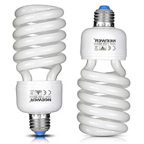 Neewer 35W 110V 5500K Tri-phosphor Spiral CFL Daylight Balanced Light Bulb in E27 Socket for Photo and Video Studio Lighting(2 Pack)